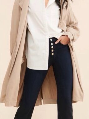 Joe’s High-Rise Dark Wash Button-Front Jeans